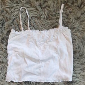 Pacsun white cropped tank with lettuce trim